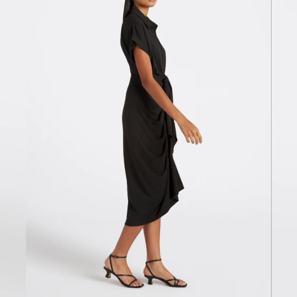 Steve Madden TORI Black Tie-Front Midi Dress - Picture 4 of 6